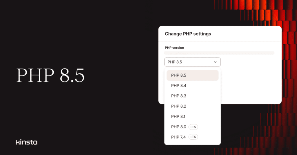 An illustration representing the dialog used to select PHP versions within the MyKinsta dashboard.