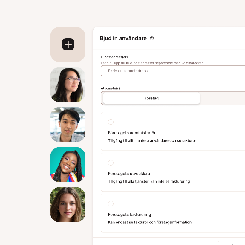 Panel för användarroller och behörigheter